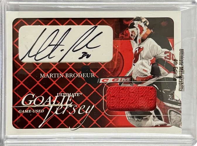 AUTO jersey karta MARTIN BRODEUR 03-04 BAP Ultimate Memorabilia Goalie Jersey /30